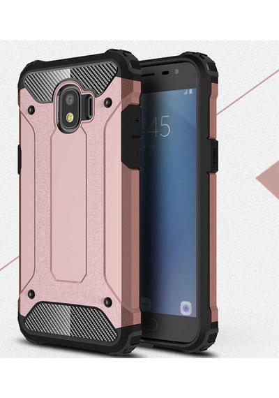 Kilifone - Samsung Galaxy J2 Pro 2018 Uyumlu - Kılıf Çift Katman Koruyucu Crash Military Tank Kılıf - Rose Gold Rose Gold