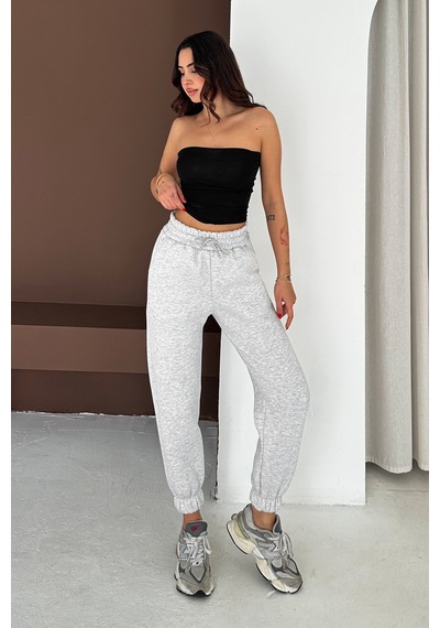 Kadın Yüksek Bel Jogger Eşofman Altı Soft Motion Gri