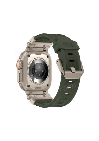 Apple Uyumlu  Watch  42mm 44mm 45mm 49mm Titanyum Metal Bağlantı Kitli Silikon Kordon 101