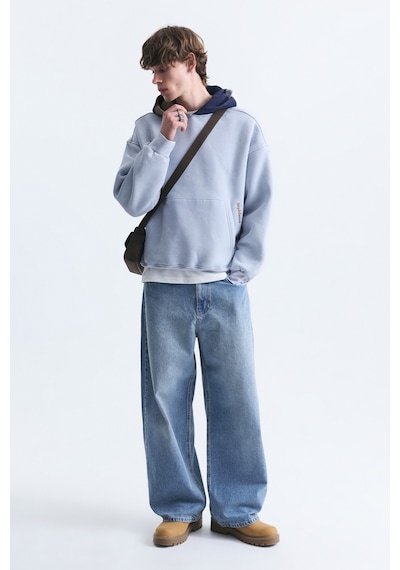 Vamos Boxy Fit Kapüşonlu Sweatshirt Bebe Mavi