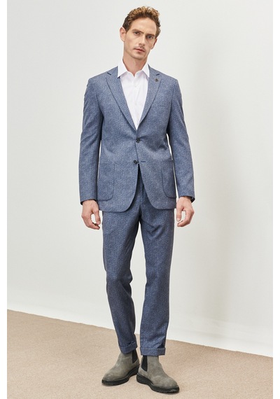 AC&Co / Altınyıldız Classics Erkek Mavı Slim Fit Dar Kesim Mono Yaka Seyahat Çantalı Desenli Takım Elbise Mavı Mavi AC&Co / Altınyıldız Classics Erkek Mavı Slim Fit Dar Kesim Mono Yaka Seyahat Çantalı Desenli Takım Elbise Mavı Mavi