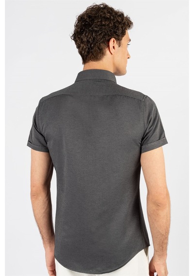 Tudors Slım Fıt Kısa Kol Oxford Doku Garnili Erkek Gömlek-24147 Gri Tudors Slım Fıt Kısa Kol Oxford Doku Garnili Erkek Gömlek-24147 Gri