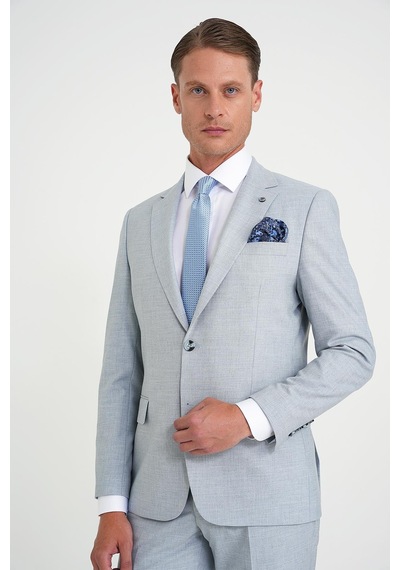 Efor Slim Fit Çift Yırtmaç Esnek Yün Mavi Takım Elbise Tk 918 Mavi