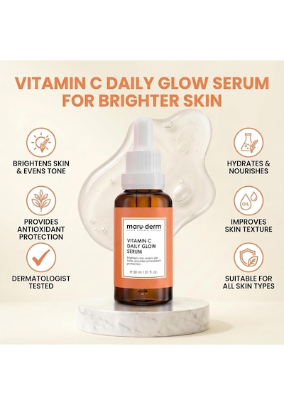 Maruderm C Vitamini Ve Peptit Aydınlatıcı Cilt Bakım Serumu Canlılık Ve Ton Eşitliği Görünümü Destekleyici Yüz Serumu,%10 Sodyum Askorbil Fosfat İle, 30 Ml