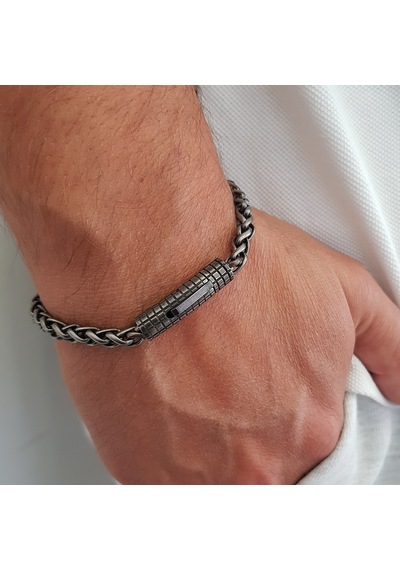 Chavin 5.5 Mm. Retro 316 L Çelik Erkek Bileklik Ep03 Siyah
