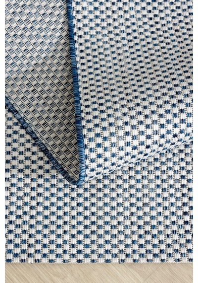 Koza Halı Fresco Ekru Lacivet İskandinav Jüt Yıkanabilir Halı Kilim Balkon Teras Salon Koridor Halısı 20521b, 50 X 80 Açık Indigo