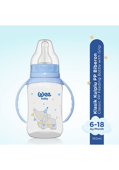 744 Wee Baby Kulplu Pp Biberon 150ml Mavi 2 Adet