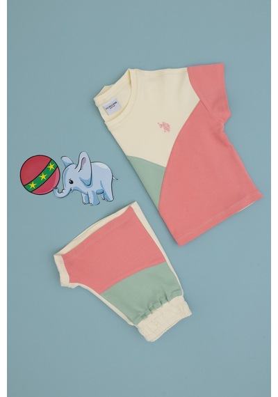 U.S. Polo Assn. Kız Çocuk Pembe Blok Renkli Örme Şort 50306299-VR041