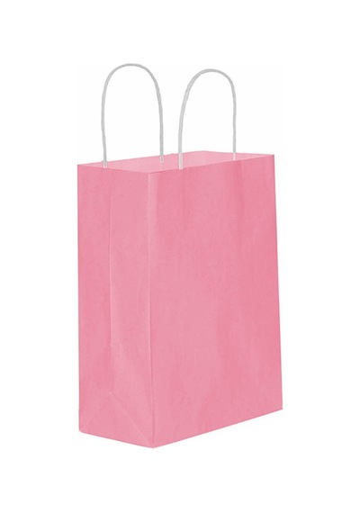 Kağıt Hediye Çantası Düz Renk Battal Boy 31x41 Cm 25 Adet Pembe