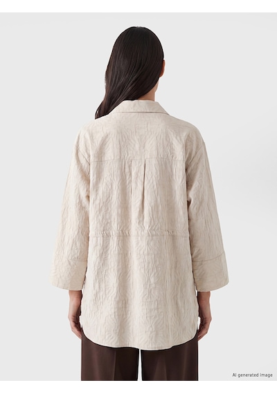 Lcw Studıo Bej Dokulu Oversize Kadın Gömlek Tunik