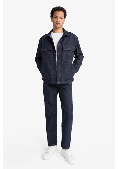 Defacto Relax Fit Düğmeli Jean Ceket F8292ax25aunm34 Mavi