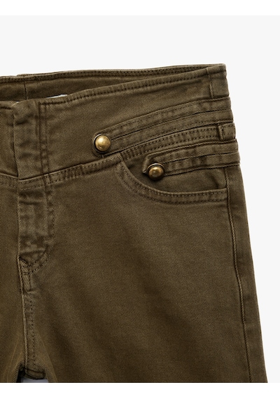 Koton Pamuklu Düşük Bel Dar Kesim İspanyol Paça Cepli Denim Pantolon - Flare Jeans K.haki 7wal40027mw Koton Pamuklu Düşük Bel Dar Kesim İspanyol Paça Cepli Denim Pantolon - Flare Jeans K.haki 7wal40027mw