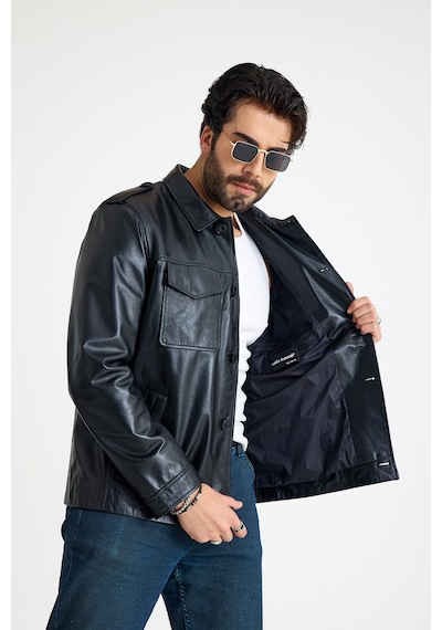 Franko Armondi Reguler Erkek Deri Ceket E61-o-2776-23932 Siyah