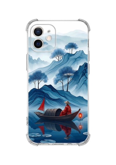 Printify Apple iPhone 11 İle Uyumlu Simya Serisi Sonsuz Akış Tasarımlı Uv Baskılı Köşe Korumalı Antişok Kılıf Şeffaf