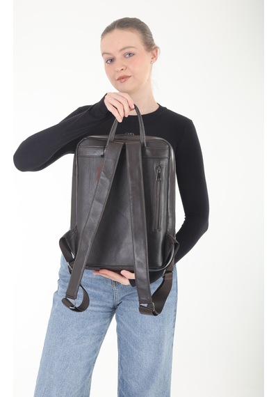 Erzeno Hakiki Deri Laptop & Evrak Çantası - Kahverengi Unisex Laptop Sırt Çantası Kahverengi - 761747751 Kahverengi
