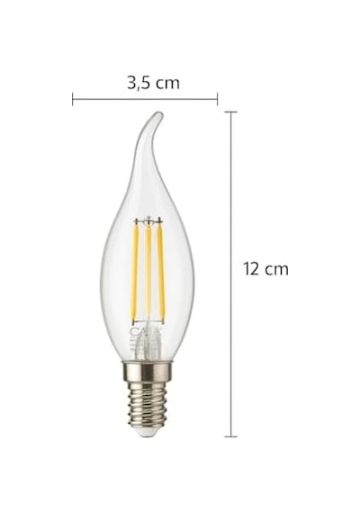 4w E14 Kıvrık Led Mum Ampul 35w Eşdeğer, 3000k Günışığı, 400 Lümen, 220-240v, Şeffaf Cam Filament, 10 Lu Paket