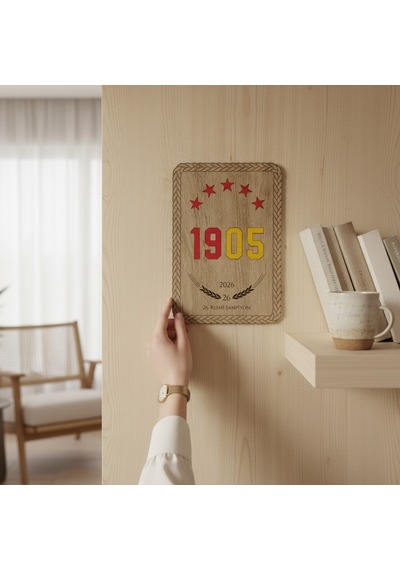 Galatasaray 1905 Şampiyonluk Ahşap Tablo Duvar Dekoru 27x19 Cm Özel Tasarım Taraftar Hediyesi 1
