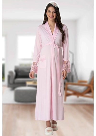Mecit Pijama Mecit 5413 Pembe Kadın Sabahlık