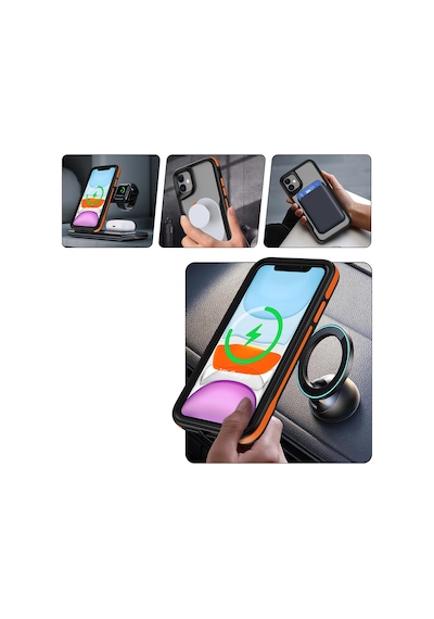 Zore İphone 12 Uyumlu Magsafe Şarj Özellikli Renkli Kenar Airbag Şeritli Ogaa Lamer Kapak-turuncu