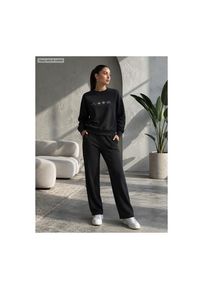 Herkesemoda Deniz Kabukları Baskılı Bisiklet Yaka 2iplik Şardonlu Kumaş Eşofman Takımı Siyah Herkesemoda Deniz Kabukları Baskılı Bisiklet Yaka 2iplik Şardonlu Kumaş Eşofman Takımı Siyah