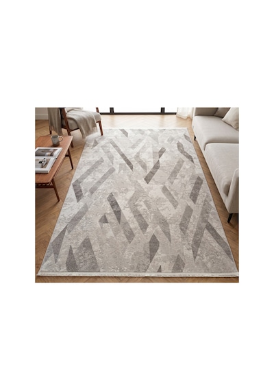 Merinos Vista Beyaz Gri Renk %100 Akrilik Yumuşak Dokulu Salon Oturma Odası Halısı 76586-97