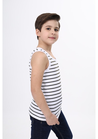 Toontoy Kids Toontoy Erkek Çocuk Çizgili Bisiklet Yaka Kolsuz Tişört Lacivert