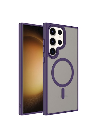 Galaxy Uyumlu S23 Ultra Kılıf Mat Arka Yüzey Wireless Şarj Özellikli Casen Flet Magsafe Kılıf