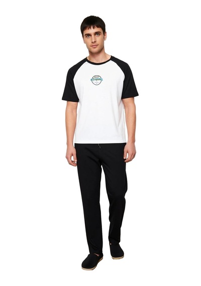 Frm Erkek Reglan Kol Bisiklet Yaka Pijama Fonksiyonel Dayanıklı Kalit Siyah