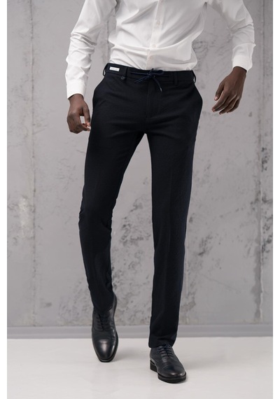 Ecer Regular Fit Yan Cepli Kışlık Gofre Kumaş Pantolon Lacivert