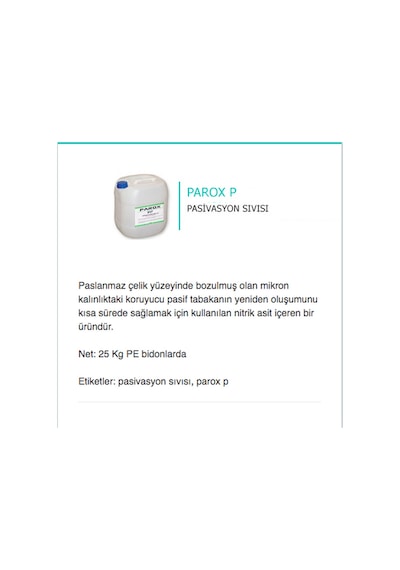 Pelox RP Pasivasyon Kimyasalı 30 KG