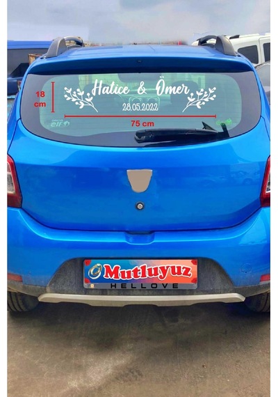 Gelin Arabası Sticker Süs Dekoratif İsim Ve Tarih Yazılı Özel Etiket 001