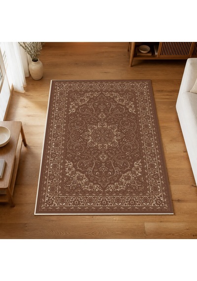 Kartela Halı Aven Halı Jüt Taban Dokuma Halı Kahverengi - 100 X 150 Cm