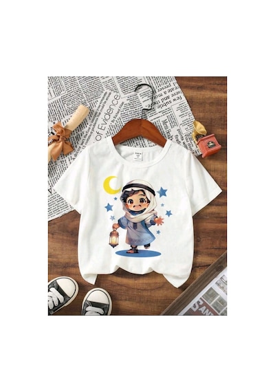 Stil X Ramazan Bayramı Baskılı Erkek Çocuk Tshirt, %100 Pamuklu Kumaş Beyaz-3