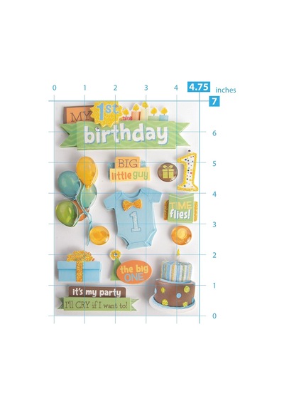 3d Çıkartmalar 4.5"x8.5"-1st Birthdayy-boy