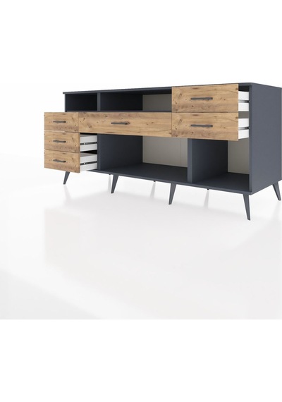 Kronos Konsol 2 Raflı 6 Çekmeceli 176x59x83 Antrasit-antrasit/çam Antrasit/çam Kronos Konsol 2 Raflı 6 Çekmeceli 176x59x83 Antrasit-antrasit/çam Antrasit/çam