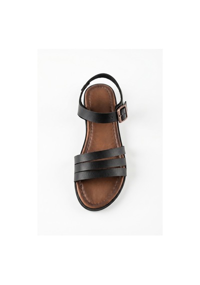 Giamgia Store Giamgia Siyah Kadın Düz Taban Bilekten Ayarlamalı Klasik Sandalet-2409