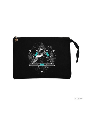 Zepplin Giyim Triangle Space Siyah Clutch Astarlı Cüzdan / El Çantası Siyah