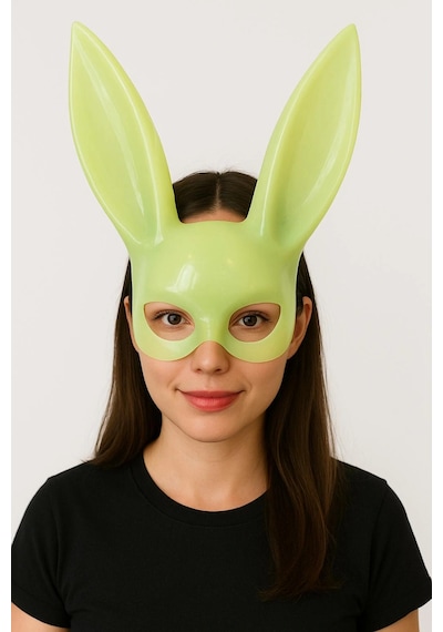 Karanlıkta Parlayan Fosforlu Tavşan Maskesi Glow Bunny Masquerade Maske 32x22 Cm Diğer