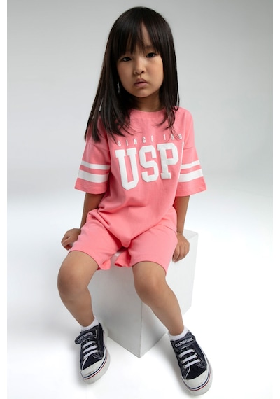 U.S. Polo Assn. U.s. Polo Assn Kız Çocuk Pembe Bermuda Takım Us2091-c-v2 Pembe