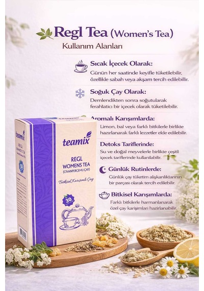 Regl Tea Womens Tea Doğal Katkısız Bitkisel Karışımlı Çay 60 G 30 Süzen Poşet
