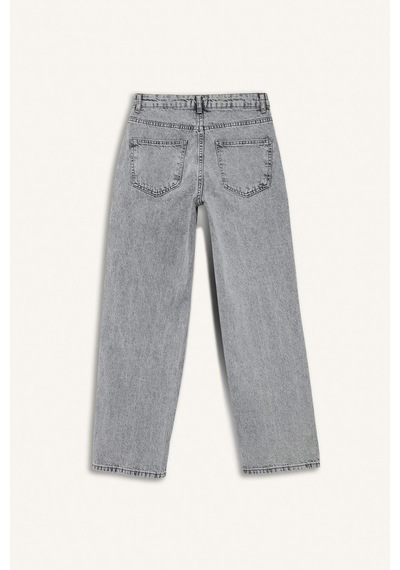 DeFacto Straight Fit Yüksek Bel Kısa Paça Jean Yıkamalı Pantolon E8013AX25SMNM55