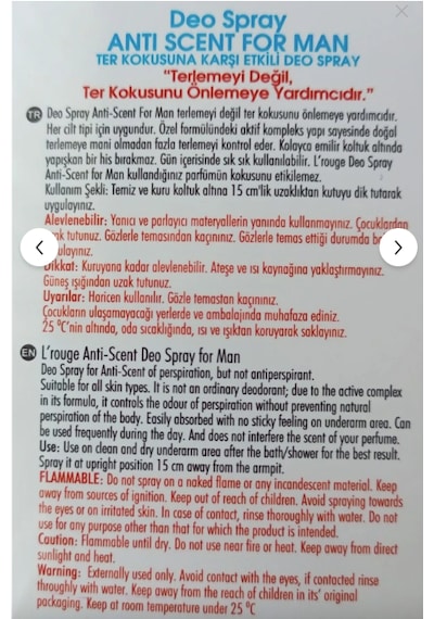 L Rouge Deo Spray For Woman / For Man 2'li Set Ter Kokusu Giderici