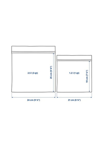 Ikea Istad Kilitlenebilir Buzdolabı Poşeti, Siyah-sarı, 2,5 Lt Ve 1,2 Lt, 50 Adet