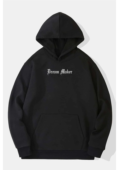 Uyguntarz Dream Maker Baskılı Unisex Oversize Sweatshirt siyah
