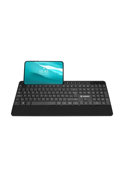 Everest Km-9676 Siyah Multimedya Tablet-telefon Standlı Bileklik Ağrı Engelleyicili Uzun Menzilli Kablosuz Klavye Mouse Set Diğer