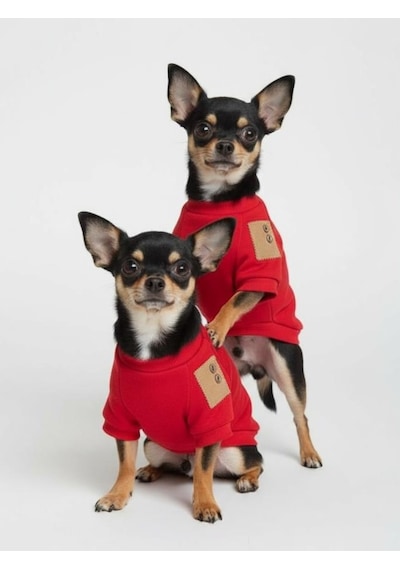 Sevimli Çilek Detaylı Kırmızı Köpek Polar Sweatshirt