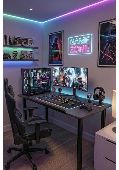 140 Antrasit Oyun Çalışma Masası Gaming Masa Ofis Masası 9100 Metal