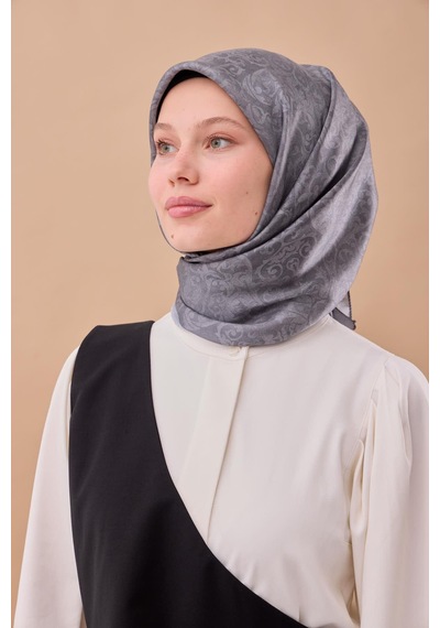 Silk Home Shiny Eşarp 75012-10 Füme, Gümüş