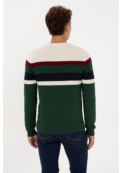 U.S. Polo Assn. Erkek Slim Fit Bisiklet Yaka Koyu Yeşil Kazak 50308234-VR079
