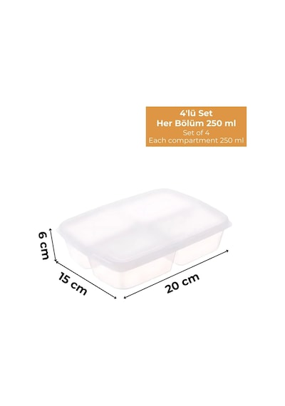 4 Bölmeli Buzdolabı Organizeri 1 Lt, Friz Düzenleyici, 4'lü Set Desenli